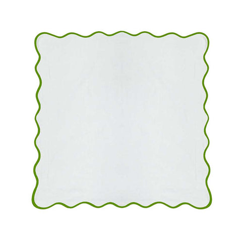 Scalloped Euro Sham - Green/White