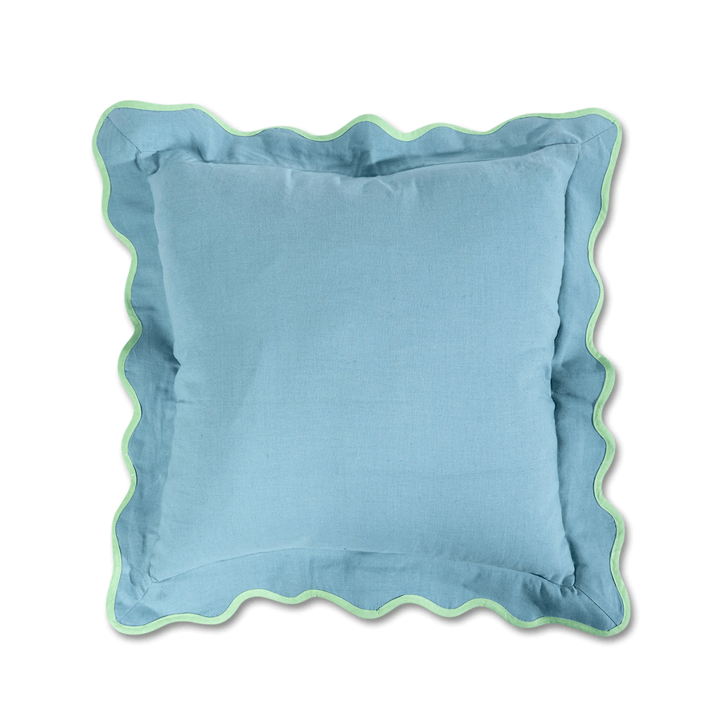 Darcy Linen Pillow Aqua + Mint