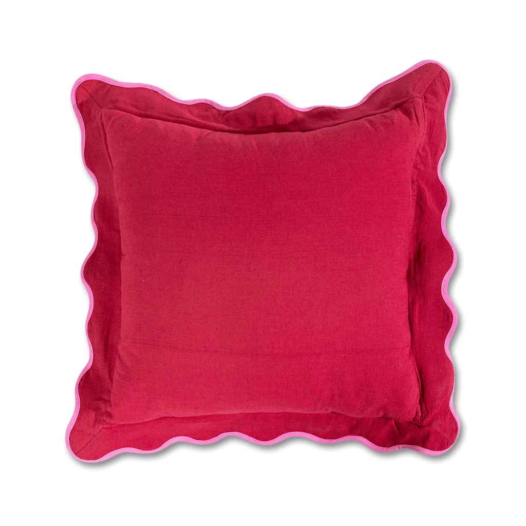 Darcy Linen Pillow Wine + Neon Pink