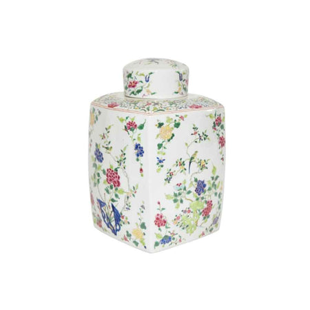 Chinoiserie Floral Cylinder Tea Jar Multi