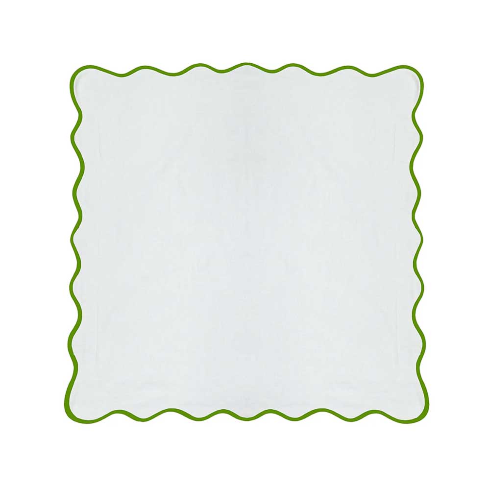 Scalloped Euro Sham - Green/White