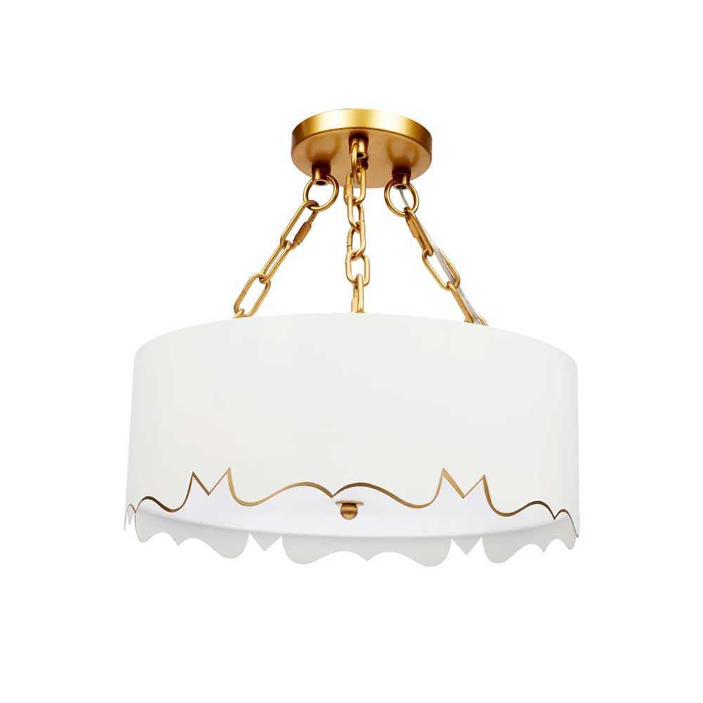 Gloss White Mollie Pendant With Gold Accents