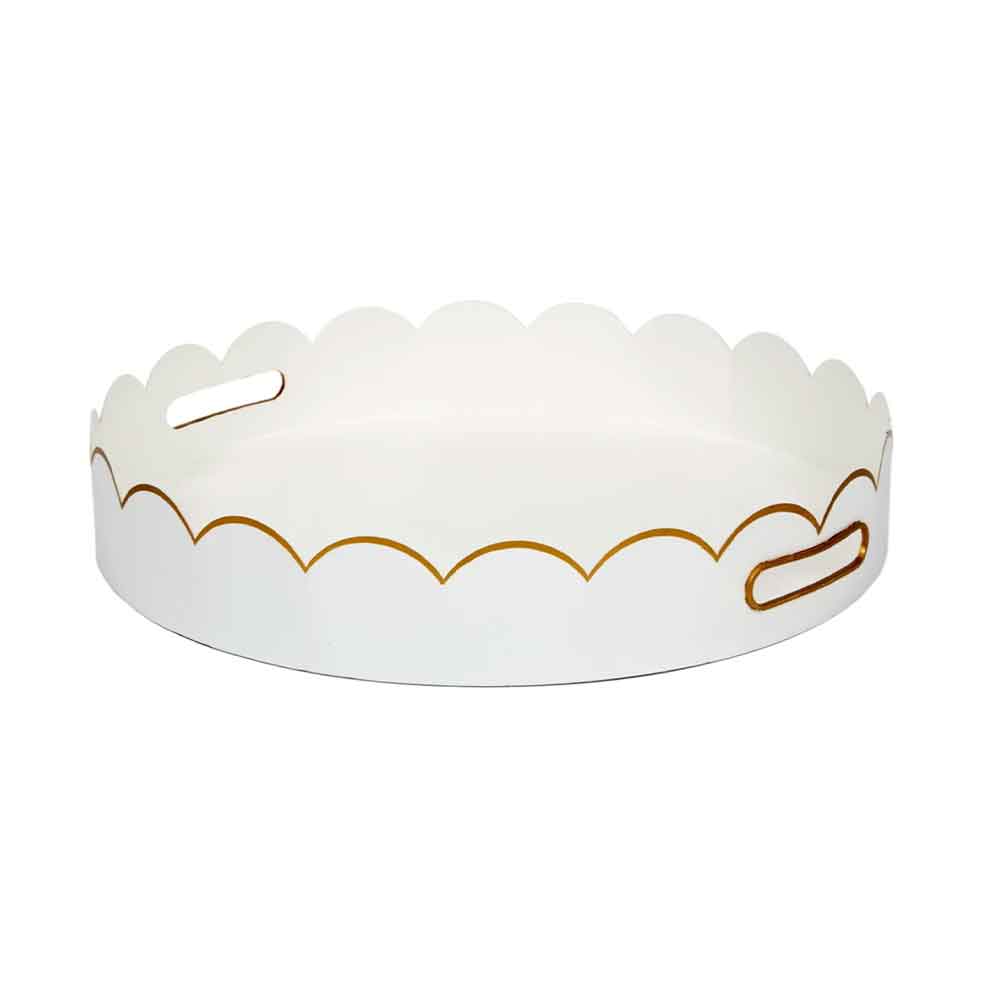 White and Gold Scalloped Tray